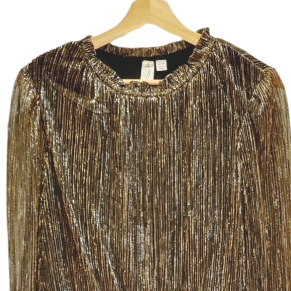 Joie Sparkly Metallic Party Top Sz XL gold black - Picture 2 of 6